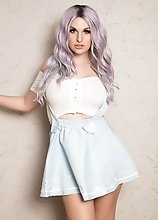 Powder blue cutie Bailey gets a hard on! Satisfy her hard dick with your mouth and ass